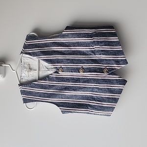 Nicolas & Bears Pinstripe Linen Button Up Vest